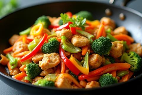 Colorful chicken and vegetable stir-fry