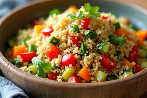 Colorful quinoa salad with mixed vegetables